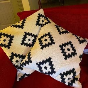 2 - Wool black & cream Boho Pillow Covers